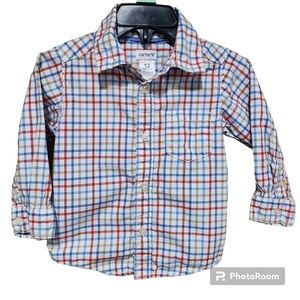 Carter's Toddler Boys Plaid Collared Button Down Dress Shirt, Size 12M